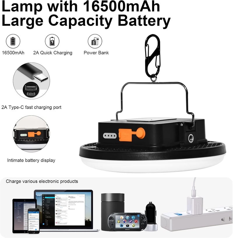 iodoo 16500mAh 60W Rechargeable Camping Light with Remote 3000LM 2700/4000/6500K LED Camping Lantern Portable IP65 Waterproof Tent Lights Power Failur - Image 3